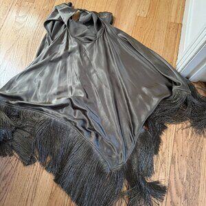 Silky Green Unique Design fancy top with attached shawl